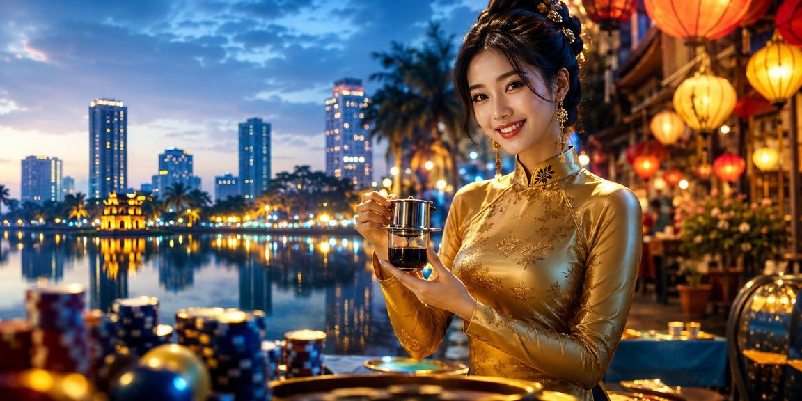 Sòng casino sang trọng tại Hà Nội với người chơi trong trang phục áo dài
